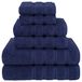 American Soft Linen Luxe 6-delige handdoekenset, 2 badhanddoeken, 2 handdoeken, 2 washandjes, 600 g/m², 100% katoen, Turkse handdoeken voor badkamer, marineblauwe handdoeksets