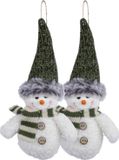 Merkloos / Sans marque Pm Euro-Trading Gmbh Kersthanger/kerstornament sneeuwpop knuffeltjes - 2x st - 15 cm - pluche
