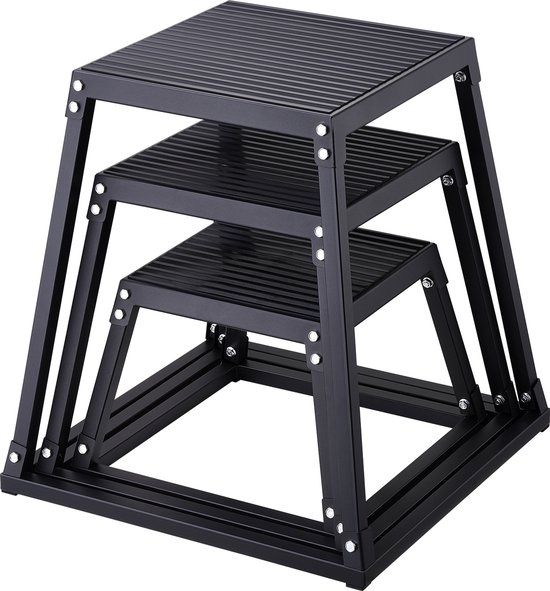 VEVOR 3-Delige Plyometrische Springboxen, 305/458/609 Mm Plyometrische Box Zwart