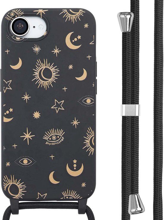 imoshion Hoesje - Geschikt voor Apple iPhone 17e / 16e - Siliconen design hoesje met koord - Sky Black
