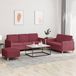 Maison Exclusive ensemble de canapé 3 pièces avec coussins, couleur vin, revêtement en tissu