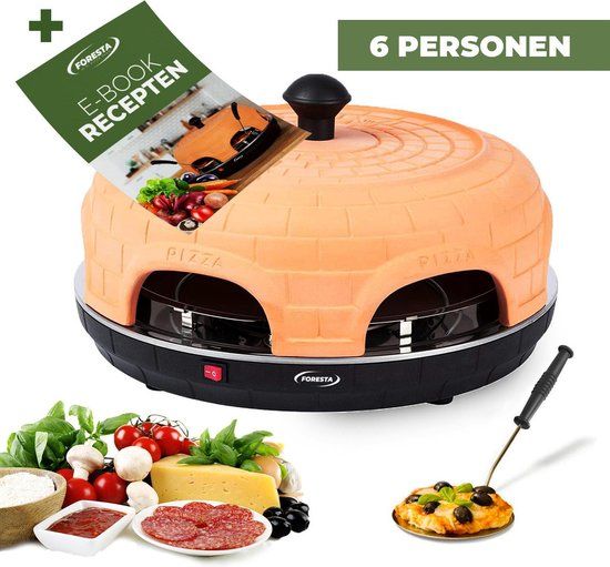 Foresta Pizzaoven - 6 Personen - Zwart - Met Recepten - Pizzasteen