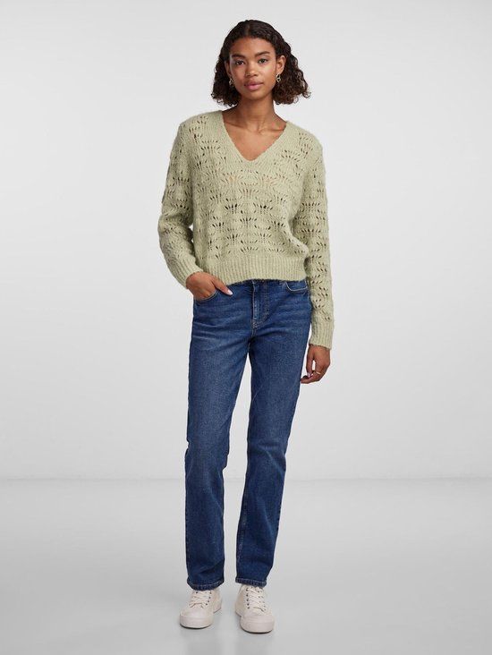 PIECES PCNANCY LS V-NECK KNIT PB BC - Swamp - L - Women