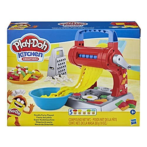 Play-Doh Kitchen Creations Pastafeest-speelset met 5 potjes niet-giftige Play-Doh-kleuren voor kinderen vanaf 3 jaar