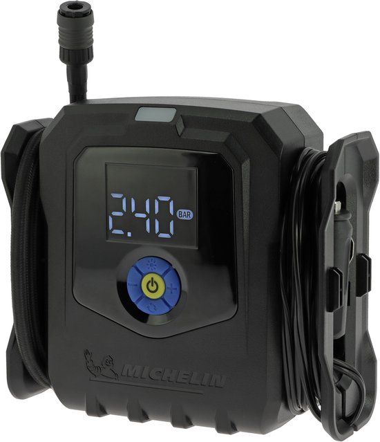 Michelin Elektrische Bandenpomp 12V - Instelbaar op gewenste druk - Tot 7 bar - met LED-licht voor gebruik in het donker - Voor autobanden, fietsbanden, sportballen & opblaasartikelen