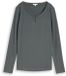 Tom Tailor - Slim fit T-shirt met lange mouwen en knoopsluiting - Maat XS - Darkest Olive