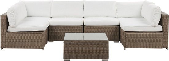 Beliani Loungeset rotan wit BELVEDERE