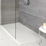 Rockwell Receveur de douche à effet texturé - Blanc - 140 x 80 cm - Design extra plat - Résine
