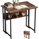 Homcom Schrijftafel - Spaanplaat, Metaal - 80L x 58B x 75H cm - Rustiek Bruin