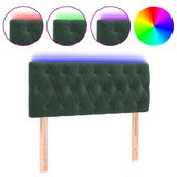 VidaXL Hoofdbord & Voeteneind Donkergroen Polyester/Hout 900x70x780-880 mm met LED