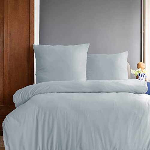 Komfortec Premium beddengoed 240 x 220 cm dekbedovertrek + 80 x 80 cm 2 kussenslopen, geborsteld 100% polyester microvezel 120 g/m², 3-delige superzachte beddengoedset, grijs