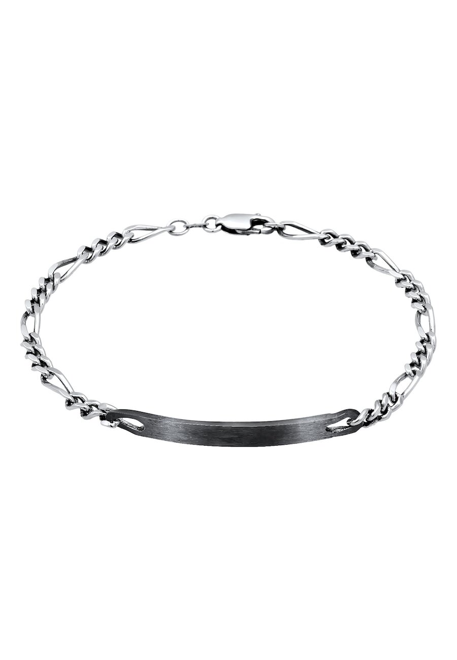 KUZZOI KUZZOI KUZZOI Armband Mannen ID bord Figaro Discreet Classic in 925 Sterling Zilver Mannen sieraden Heren