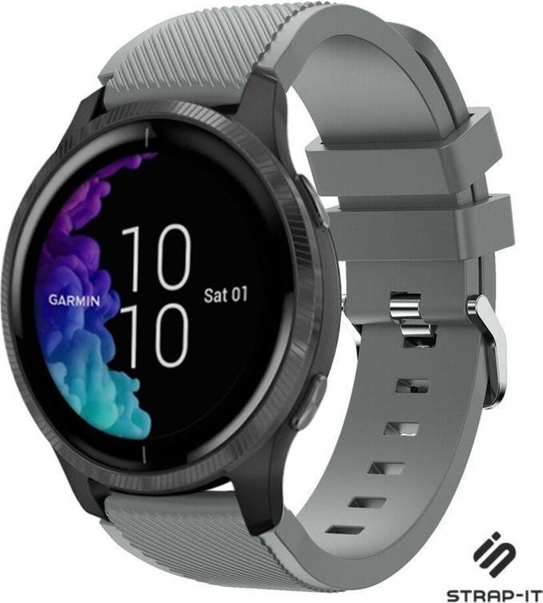 Strap-it Garmin Venu siliconen bandje - grijs