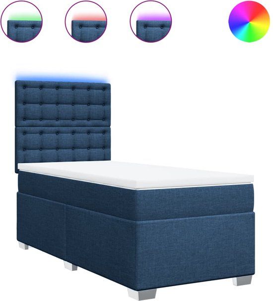vidaXL Boxspring bed met matras - stof - blauw - 90x190 cm