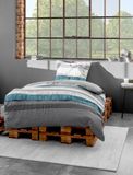 Mako Ensemble de literie satiné argenté 200x200 cm + 2 taies d'oreiller 80x80 cm