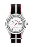 Timex Marlin Jet Quartz Analoog Horloge Zwart En Zilverkleurig Kast Gemaakt Van 100% Roestvrij Staal En Een Armband Van 100% Stof 38 TW2Y37300AJ, TW2Y37400AJ, TW2Y37500AJ