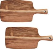 Zeller 2x Rechthoekige acacia houten snijplanken met handvat 42 cm