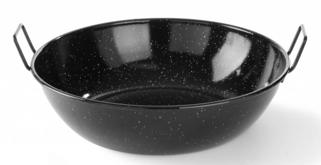 Hendi Geëmailleerde Paëllaschaal met Grepen Ø14,5cm - Zwart