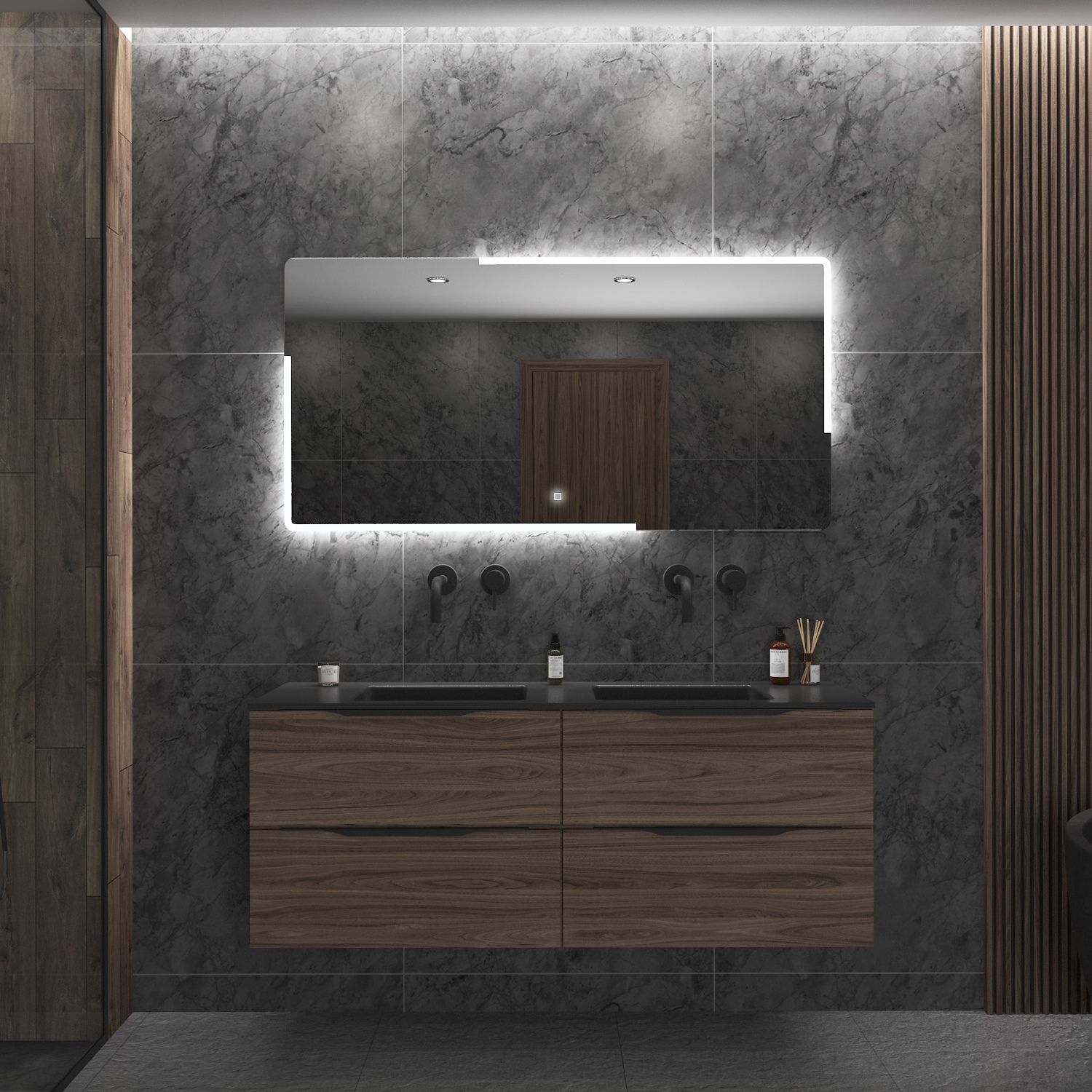 Gliss Design Melite Badkamerspiegel - 140x70 cm - LED - 8720701008540