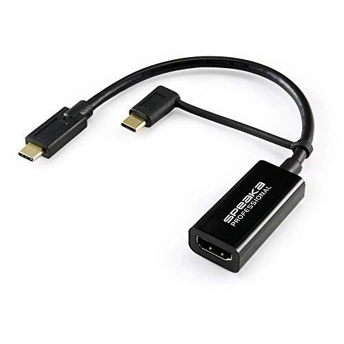Speaka Professional SP-9015340 HDMI-adapterkabel [1x HDMI-aansluiting - 1x USB-C™ stekker] zwart gevlochten scherm 15,00 cm