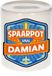 Bellatio Decorations Kinder spaarpot met naam - Damian - keramiek - met dop - wit