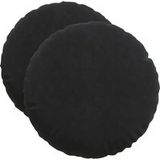 Coussin de siège 2 pièces noir Ø50 x 19 cm velours