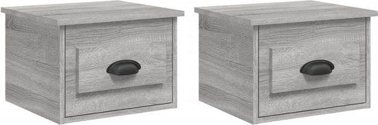 vidaXL Nachtkastjes 2 stuks wandgemonteerd 41,5x36x28 cm grijs sonoma