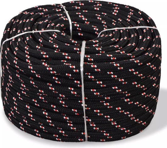 vidaXL Boot touw 6 mm 100 m polypropyleen zwart