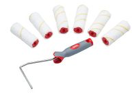 ProDec Advance 7-delige Jumbo Microvezel Mini Verfrollers met korte pool & Frame voor een gladde afwerking met emulsie, glans, satijn, vernis, houtbeits op binnenmuren, plafonds, hout, metaal, 4"