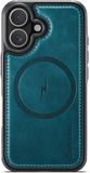 Casemania Hoesje Geschikt voor Apple iPhone 16 - Emerald Green - Magnetische Telefoonhoesje Compatibel met MagSafe - Kunstleer Back Cover met Anti-Slip Grip Randen