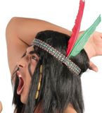 Fiestas Guirca Hoofdband Indiaan Polyester/veren Rood/geel One-size