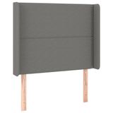 VidaXL Hoofdbord met randen 93x16x118/128 cm stof donkergrijs