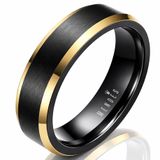 Mendes Wolfraam heren ring Mat Zwart met Goud 6mm-19mm