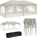 Markenlos Holland Connections Partytent - Paviljoen - Opvouwbare Luifel - Tuin tent - Waterdicht - Uv Bescherming - met Draagtas - Prieel - Zijpanelen - 6x3m - Wit