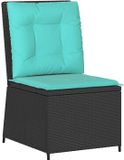 vidaXL Tuin Sofa met kussen Zwart en Turkoois polyrattan