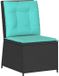 vidaXL Tuin Sofa met kussen Zwart en Turkoois polyrattan