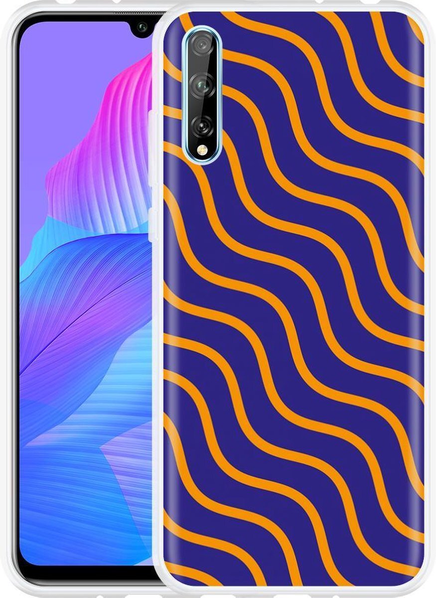 Just in Case Huawei P Smart S Hoesje blauw oranje lijnen