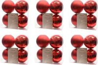 Decoris Kerstballen - 24 stuks - Rood - 10 cm - Kunststof