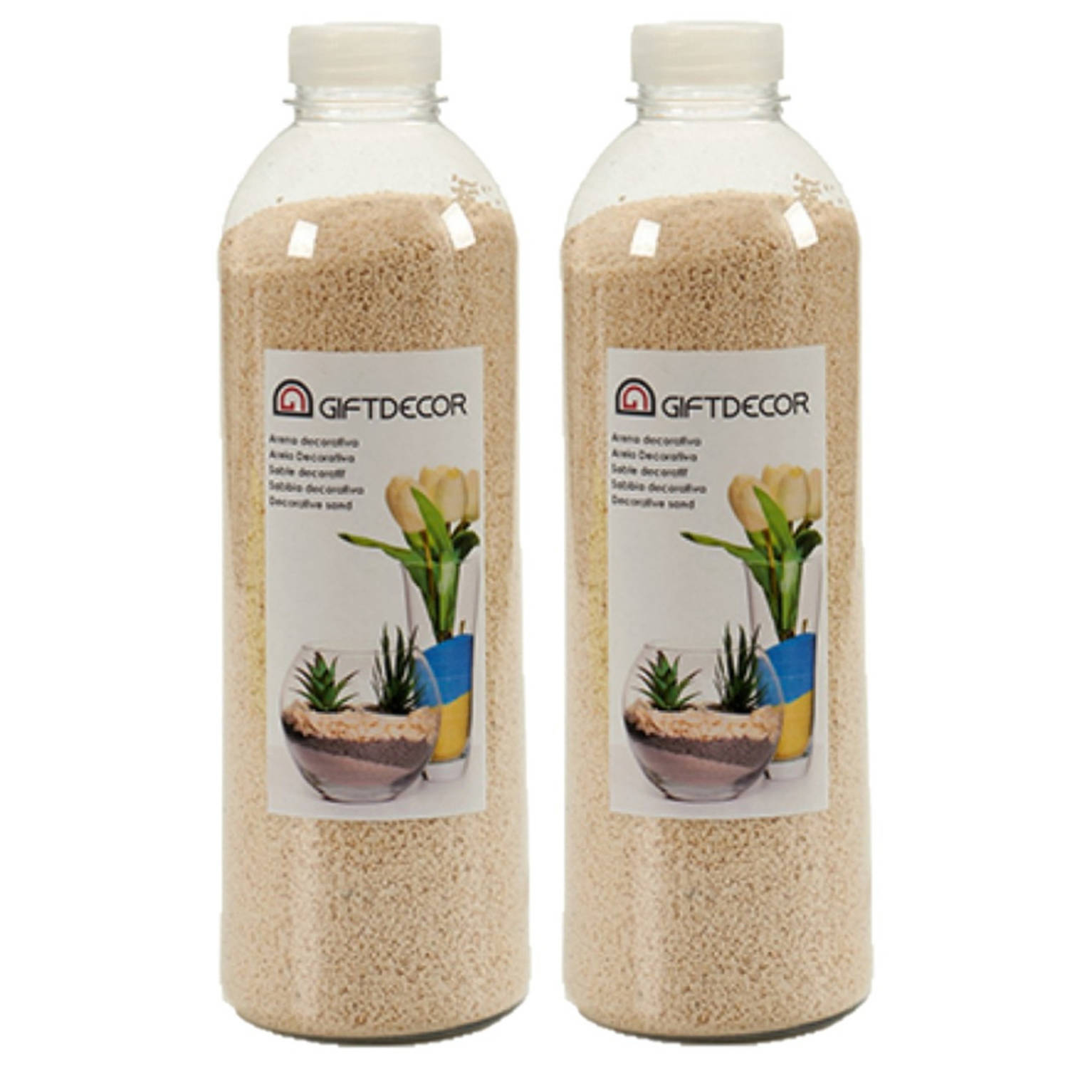 Gift Decor 2x pakjes hobby/decoratiezand beige 1,5 kg - Aquarium bodembedekking