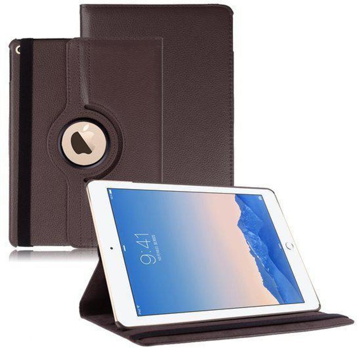 - iPad Air 2 Hoes Cover Multi-stand Case 360 graden draaibare Beschermhoes bruin
