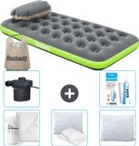 Bestway luchtbed - 1-Persoons - 99 x 188 x 22 cm - Grijs/Groen - Inclusief Hoeslaken - Kussen - Kussenbeschermer - Pomp en Reparatieset