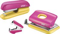 Leitz Rapid Mini Nietmachine F5 en Perforator Set Rose/Geel