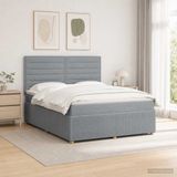 vidaXL LED Boxspringbed met Matras Lichtgrijs 140 x 190 cm Stof