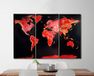 Close Up® Wereldkaart Fire Opal met 3D-effect | 3-delig canvas - Triptychon | Vurige kleuren en goud op zwarte achtergrond | 120 x 80 cm (3x 80 x 40 cm)