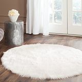 Safavieh FSS235A tapijt van kunstschapenvacht, ivoorkleurig modern 4' Round ivoorkleurig