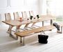 DELIFE Table à manger Edge acacia naturel 300x100 acier inoxydable large Live-Edge