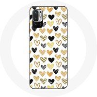 Maniacase Etui voor Xiaomi Redmi Note 10T 5G Abstracte textuur achtergrond harten zwart geel en grijs