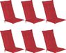 Beautissu Loft HL Set 6 x Coussin de jardin à dossier haut - 120 x 50 cm - Rouge