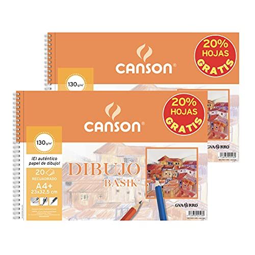Canson 2 spiraalalbums met microperforatie, A4, 20 vellen, tekenbasis, 130 g