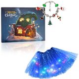 Jojoy - Kerst Adventskalender Armbandenset - LED Glanzende Rok - 22 Bedels - 2 Armbanden - Prinses Rok - Blauw - ADVENTPRINCESS